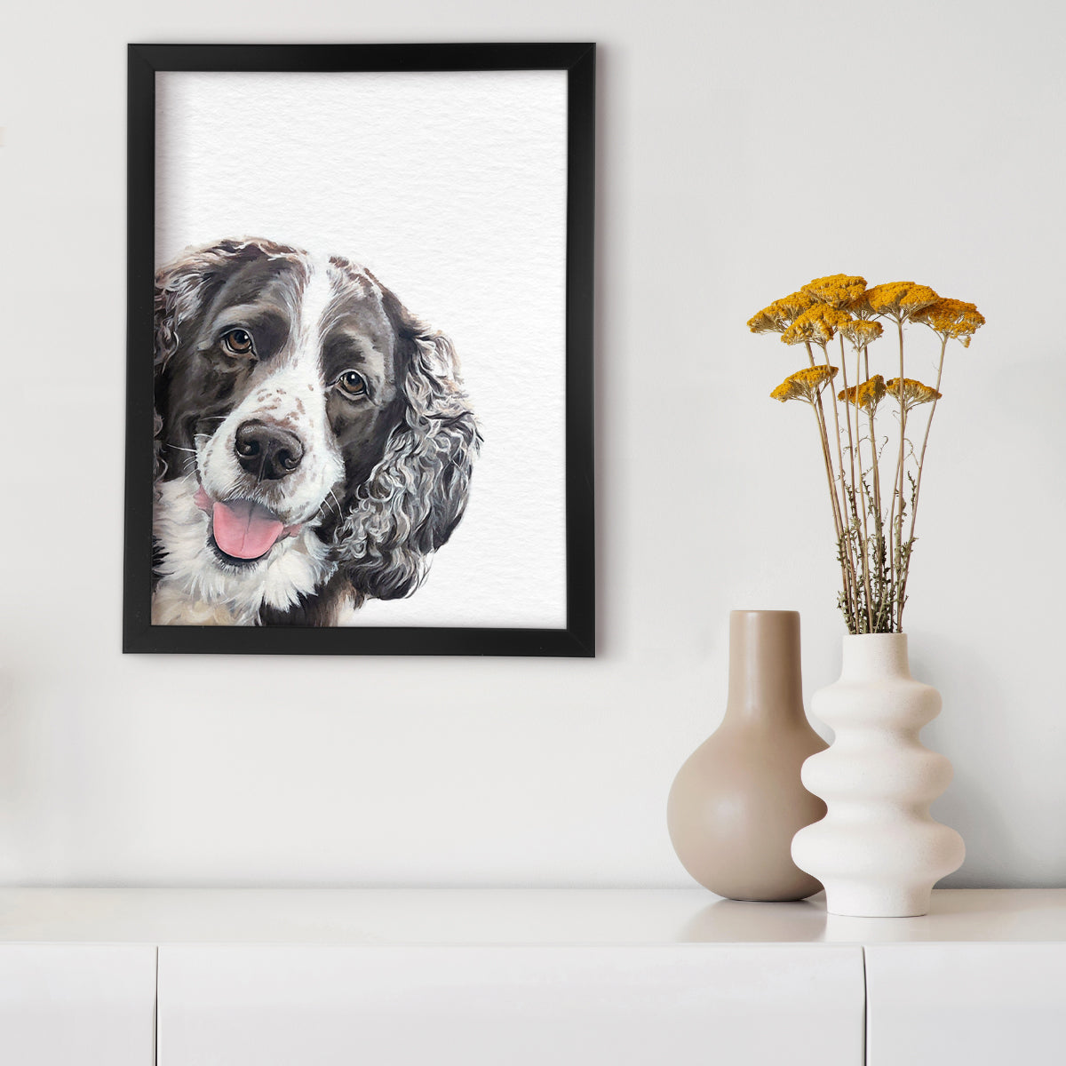 Custom Dog Portrait From Photo Corner Peekaboo Watercolor Hand Painting Original Artwork