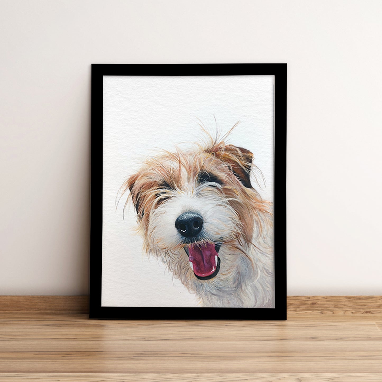 Custom Dog Portrait From Photo Corner Peekaboo Watercolor Hand Painting Original Artwork