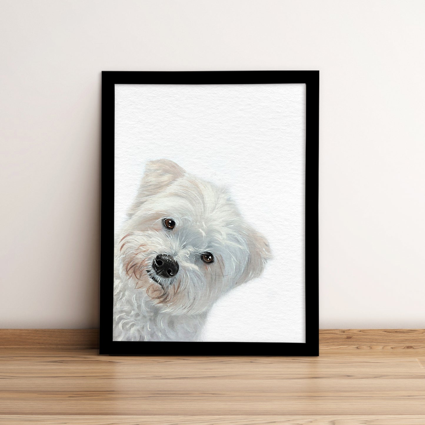 Custom Dog Portrait From Photo Corner Peekaboo Watercolor Hand Painting Original Artwork