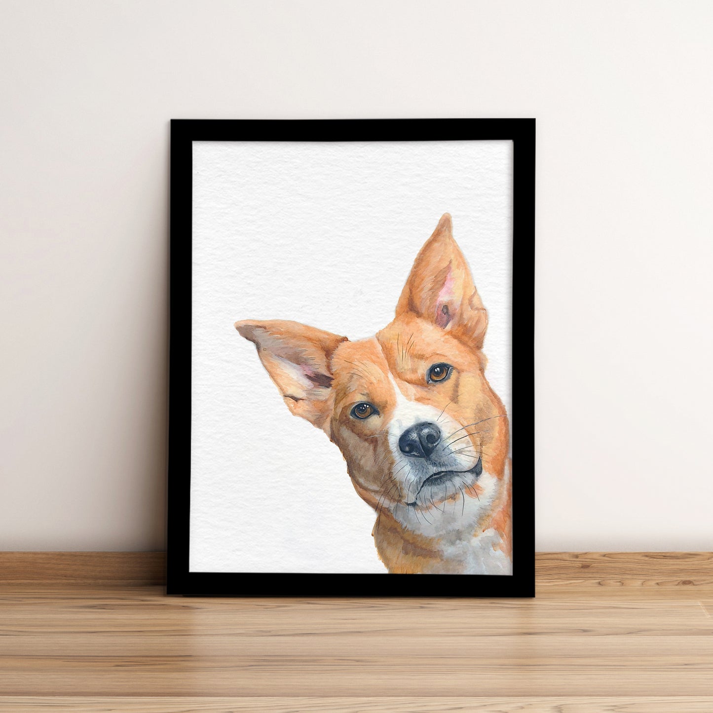 Custom Dog Portrait From Photo Corner Peekaboo Watercolor Hand Painting Original Artwork