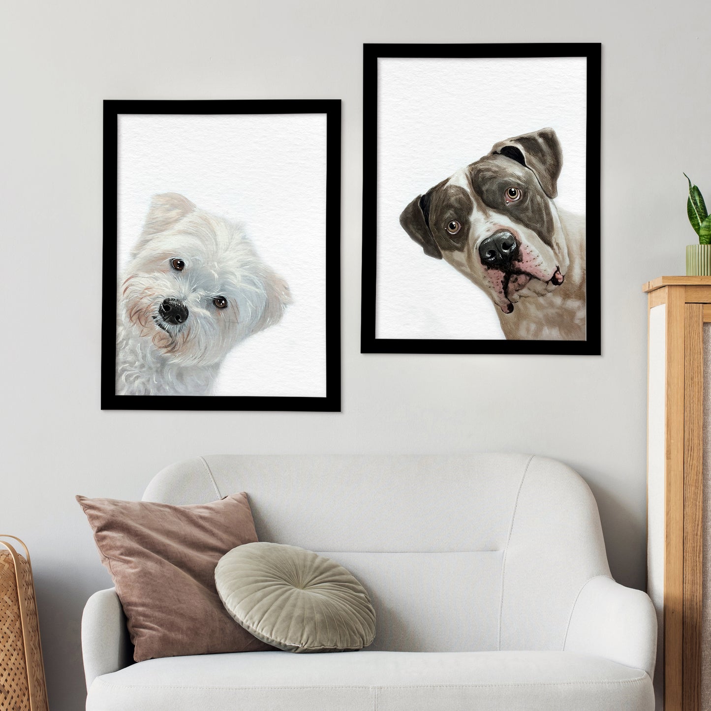 Corner Custom Pet Portrait From Photo HAND Painted Art for Your Furry Friend