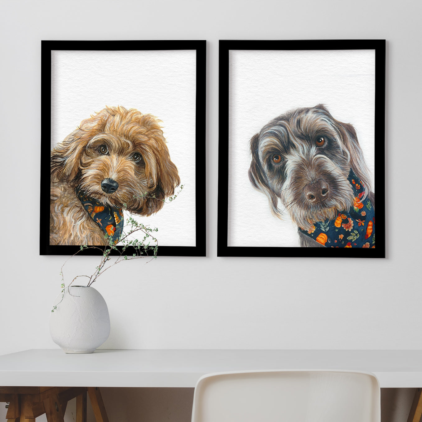 Corner Custom Pet Portrait From Photo HAND Painted Art for Your Furry Friend