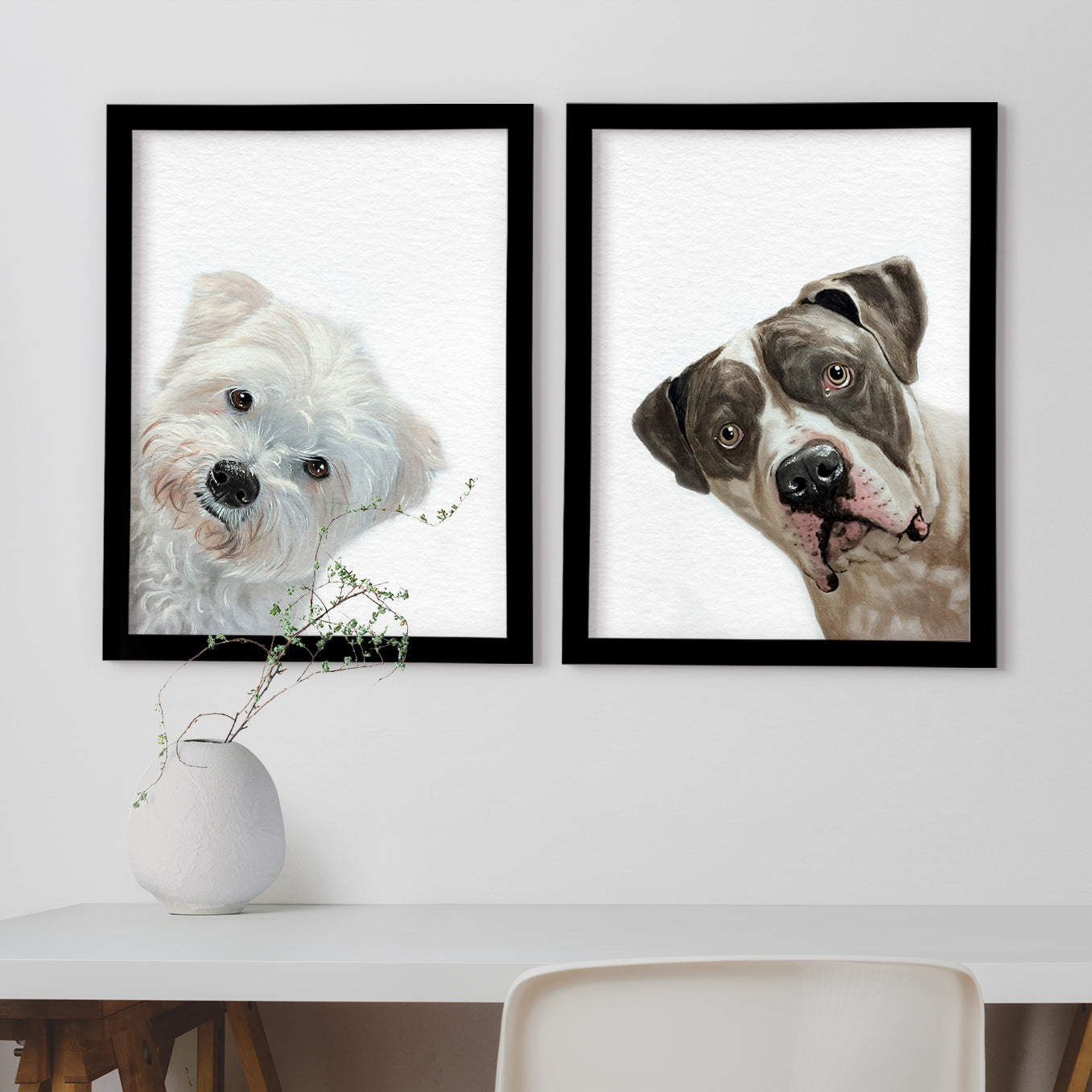 Custom Dog Portrait From Photo Corner Peekaboo Watercolor Hand Painting Original Artwork