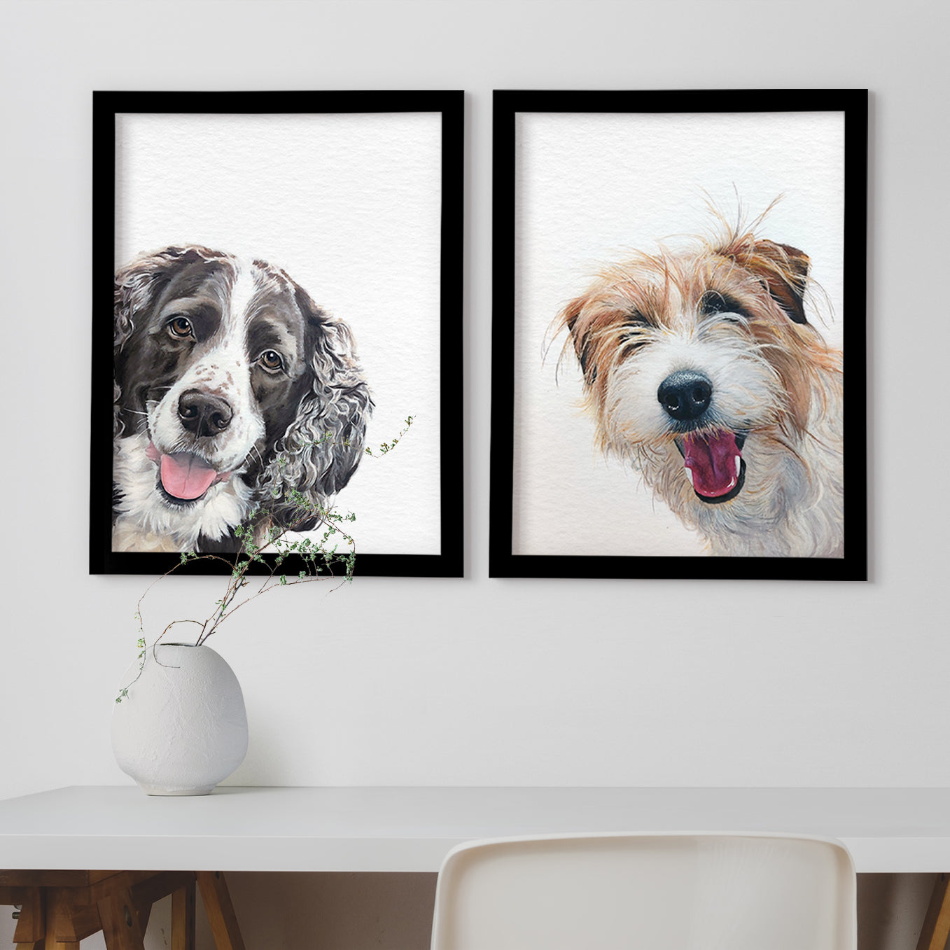 Custom Dog Portrait From Photo Corner Peekaboo Watercolor Hand Painting Original Artwork