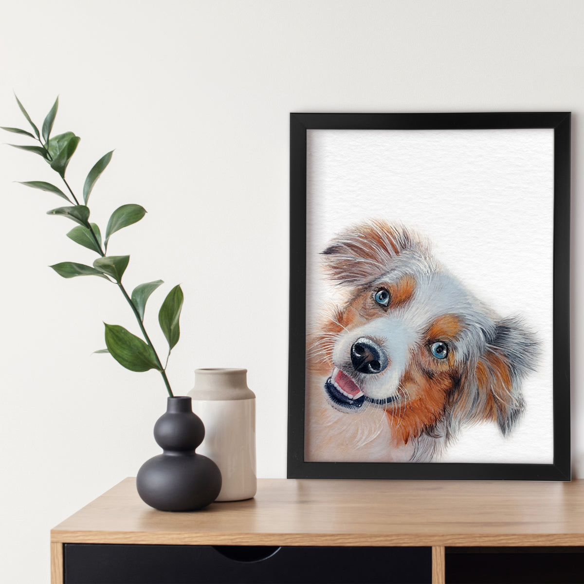 Custom Dog Portrait From Photo Corner Peekaboo Watercolor Hand Painting Original Artwork