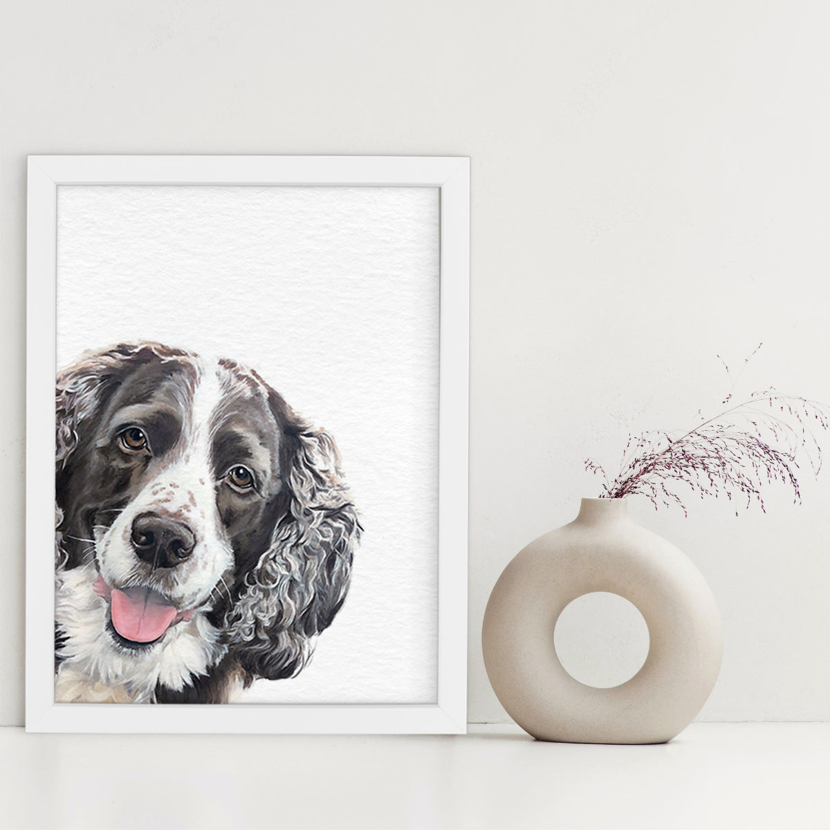 Custom Dog Portrait From Photo Corner Peekaboo Watercolor Hand Painting Original Artwork